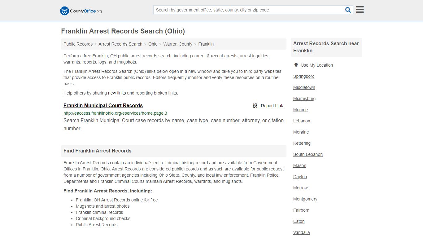 Arrest Records Search - Franklin, OH (Arrests & Mugshots) - County Office